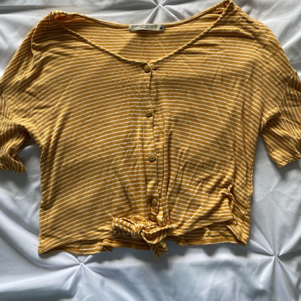 Chance or Fate yellow and white-striped top